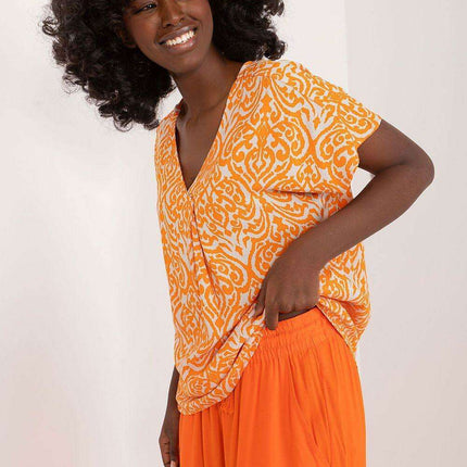 Versatile V-Neck Printed Everyday Blouse