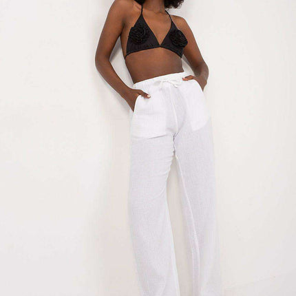 Elegant High-Waisted Muslin Cotton Trousers for Women