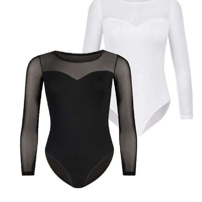 Elegant White Mesh-Detail Shapewear Bodysuit