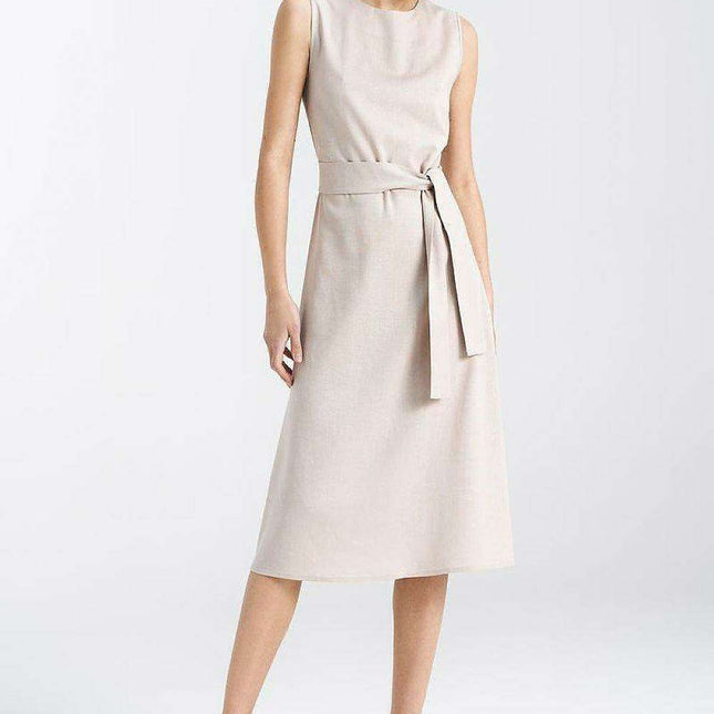 Elegant Midi Summer Dress With Waist Cinching Belt Classic