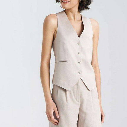 Elegant Linen Vest Sophisticated Gilet For Women Wardrobe