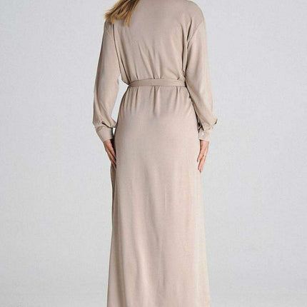 Chic Maxi Shirt Dress with Tailored Collar and Buttoned Sleeves