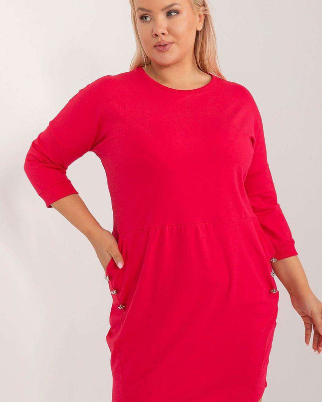 Chic Functional Plus Size Cotton Dress for Everyday Wear
