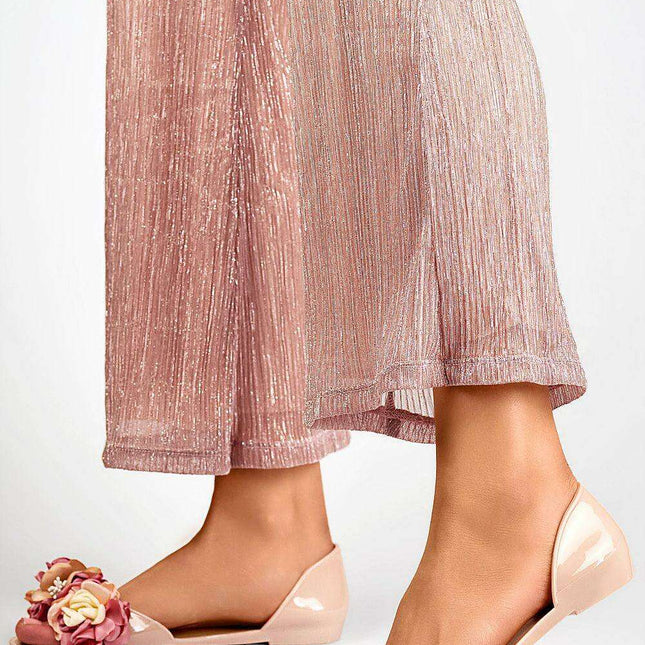 Floral Design Open-Toe Slip-On Flats
