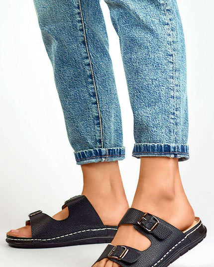 Sustainable Chic Leather Platform Slides for Effortless Summer Style