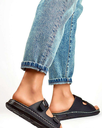 Sustainable Chic Leather Platform Slides for Effortless Summer Style