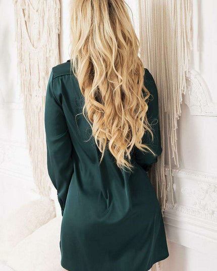 Elegant Satin Sleep Shirt with Glass Button Details: Luxe Women's Nightwear