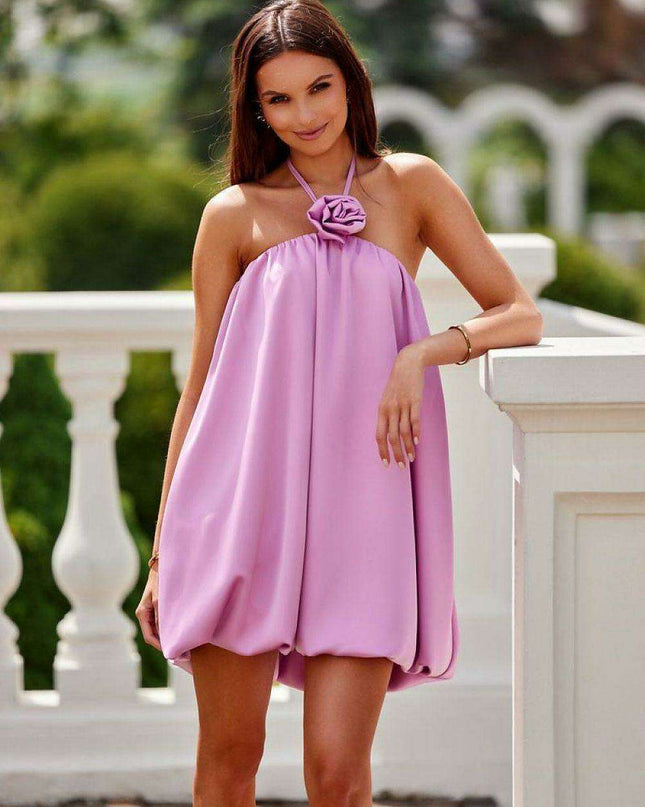 Elegant Rose-Accented Cocktail Gown