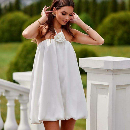 Elegant Rose-Accented Cocktail Gown