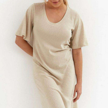 Chic Melange Viscose-Linen Sleep Shirt for Women