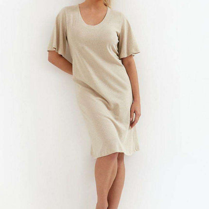 Chic Melange Viscose-Linen Sleep Shirt for Women