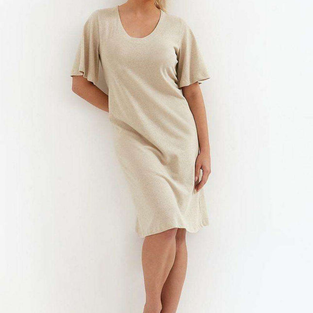 Chic Melange Viscose-Linen Sleep Shirt for Women
