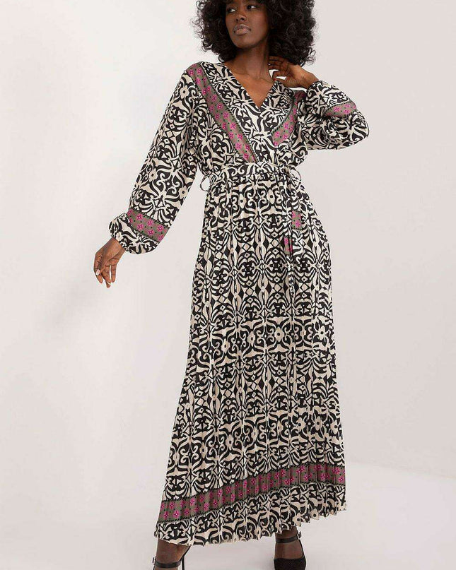 Colorful Maxi Dress With Envelope Neckline Chic Elegance