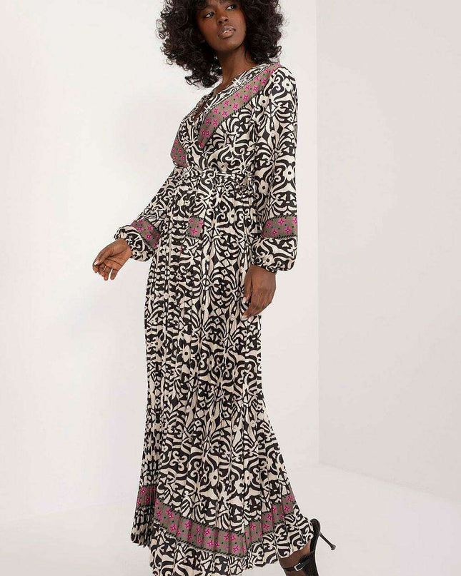 Colorful Maxi Dress With Envelope Neckline Chic Elegance