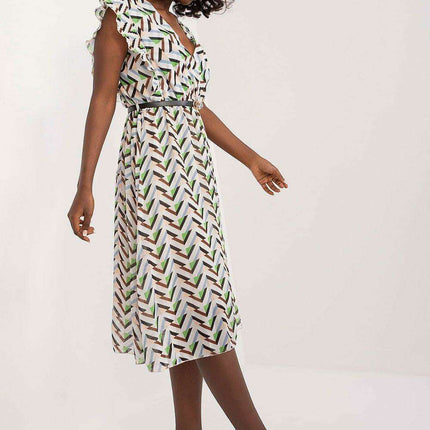 Pleated Summer Dress Sweetheart Neckline And Ruffle Sleeves