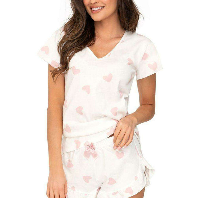 Sweet Hearts Cotton Pajama Set with Pink Heart Decorations