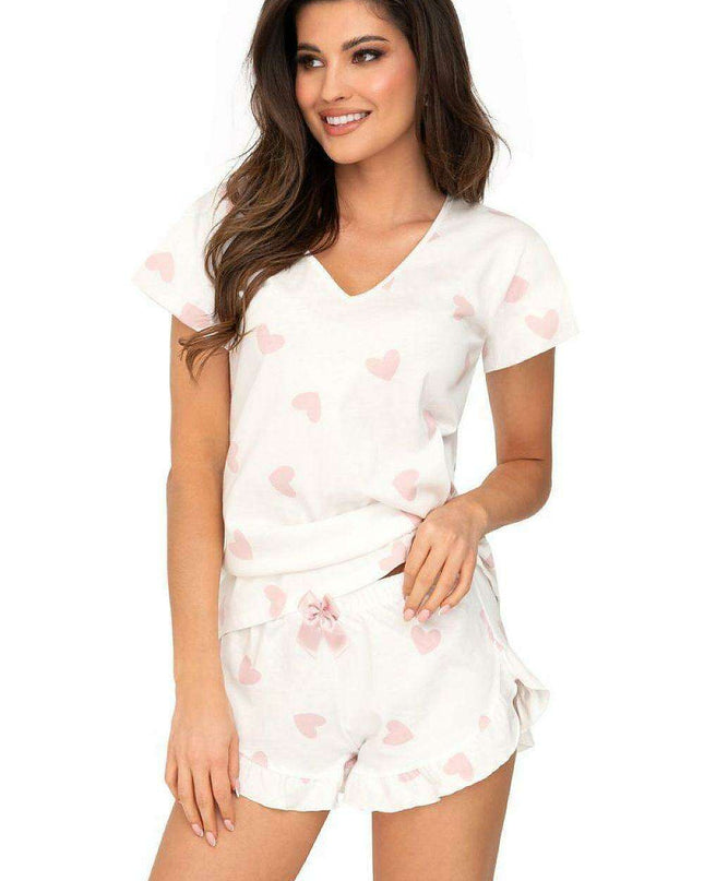 Sweet Hearts Cotton Pajama Set with Pink Heart Decorations
