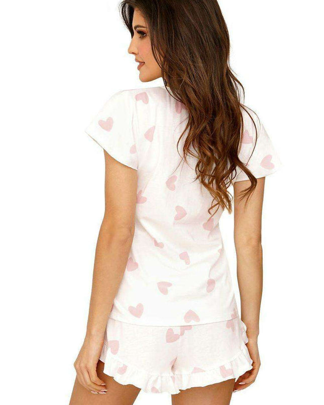 Sweet Hearts Cotton Pajama Set with Pink Heart Decorations