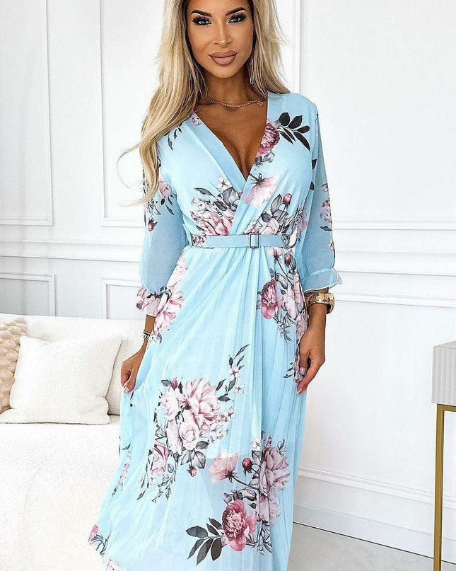 Pink Rose Chiffon Midi Dress - Numoco Basic Collection