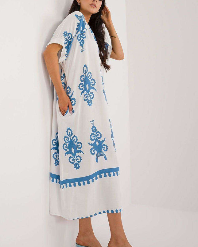 Vibrant Boho Midi Dress for Summer Elegance European