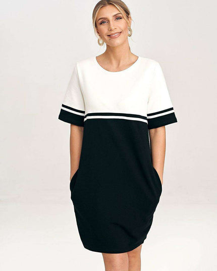 Chic Cotton Belted Mini Dress with Functional Pockets