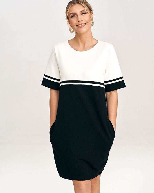 Chic Cotton Belted Mini Dress with Functional Pockets