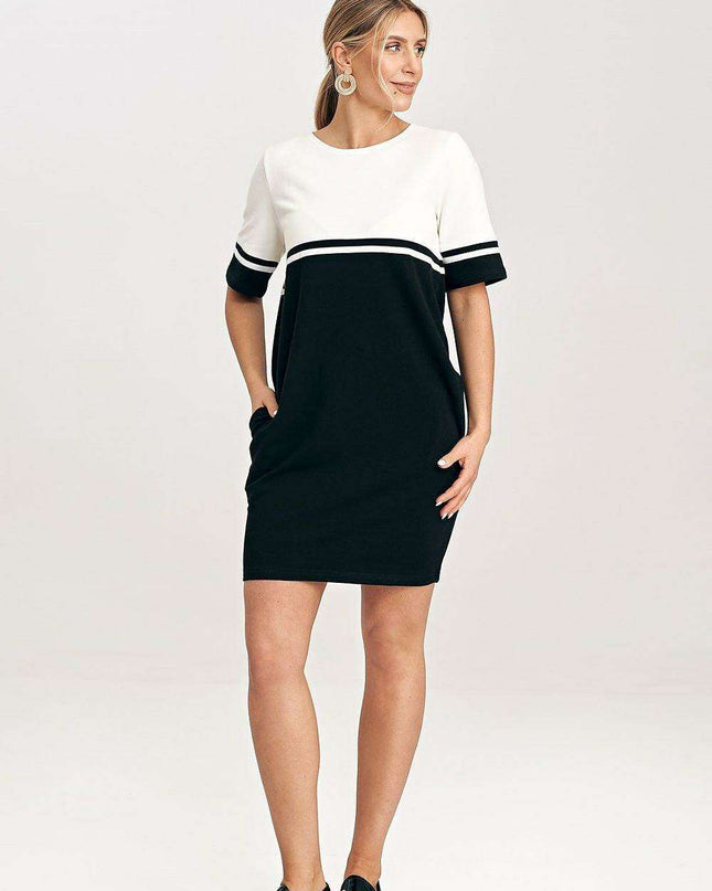 Chic Cotton Belted Mini Dress with Functional Pockets