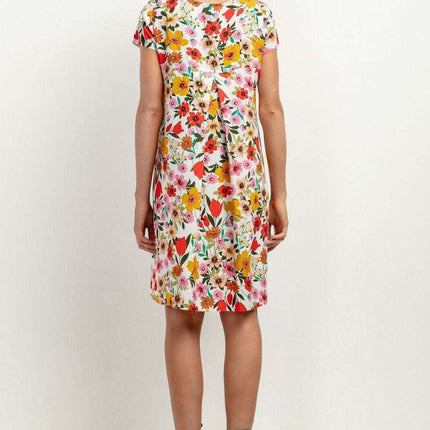 Chic Viscose Midi Dress with Distinctive Pattern Accents