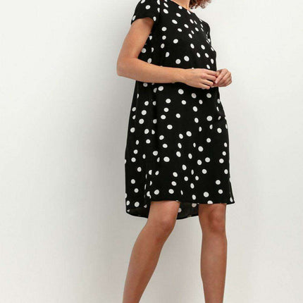 Chic Viscose Midi Dress with Distinctive Pattern Accents