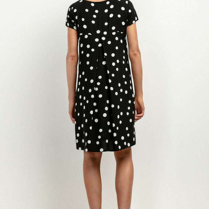 Chic Viscose Midi Dress with Distinctive Pattern Accents