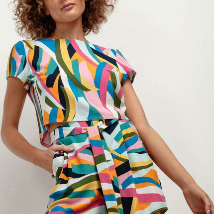 Summer Chic Viscose Patterned Blouse