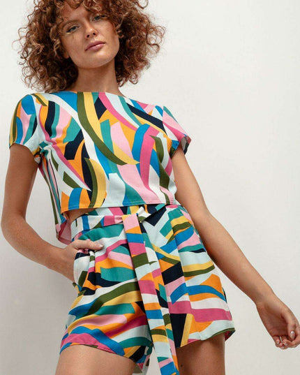 Summer Chic Viscose Patterned Blouse