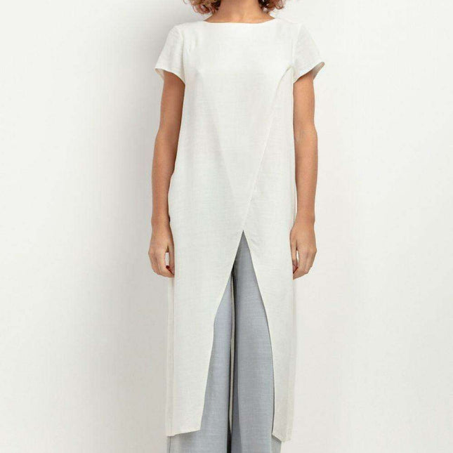 Breezy Viscose and Linen Summer Tunic - Ethereal Charm