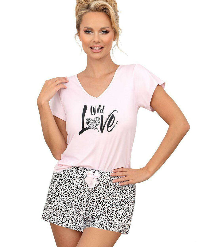 Elegant Black & Leopard Print Cotton Sleepwear Set by Donna