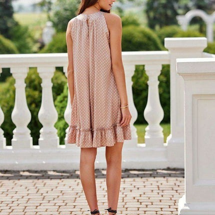 Mila Ruffled Halter Neck Pea Print Dress