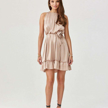 Mila Ruffled Halter Neck Pea Print Dress