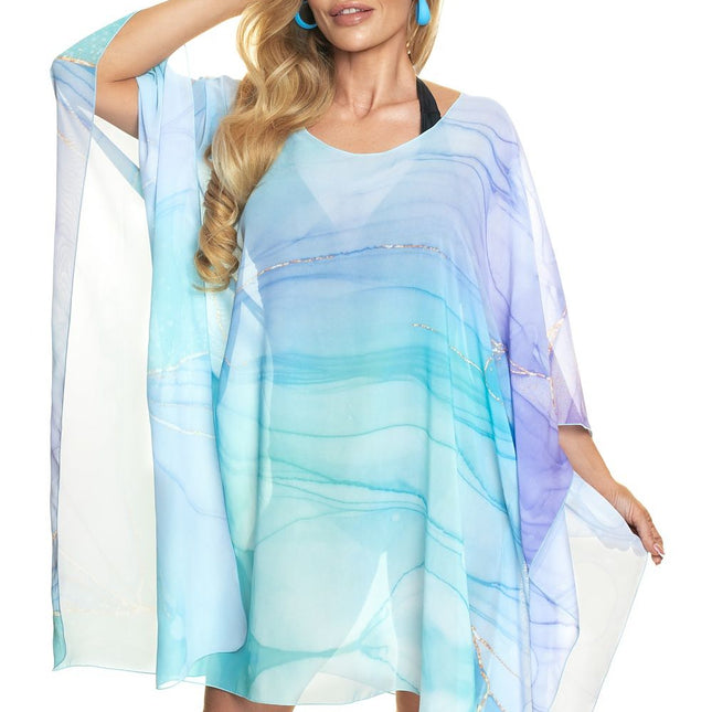Beach Polyester Chiffon Tunic With Patterned Fabric Quick Drying Made In Poland - Très Elite
