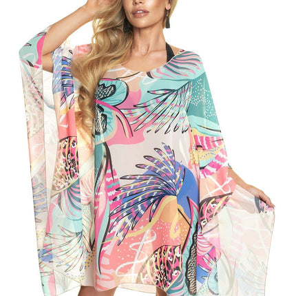 Beach Polyester Chiffon Tunic With Patterned Fabric Quick Drying Made In Poland - Très Elite