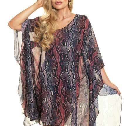 Beach Polyester Chiffon Tunic With Patterned Fabric Quick Drying Made In Poland - Très Elite