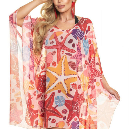 Beach Polyester Chiffon Tunic With Patterned Fabric Quick Drying Made In Poland - Très Elite