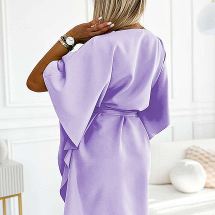 Olive Green Butterfly Dress with Belt by Numoco