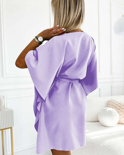 Olive Green Butterfly Dress with Belt by Numoco