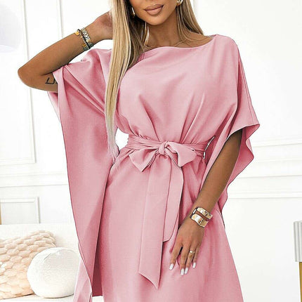 Olive Green Butterfly Dress with Belt by Numoco