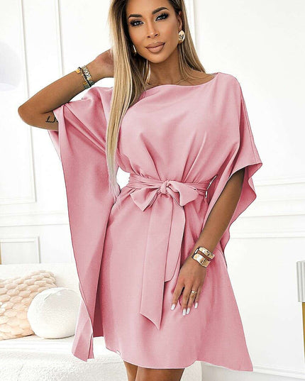 Olive Green Butterfly Dress with Belt by Numoco