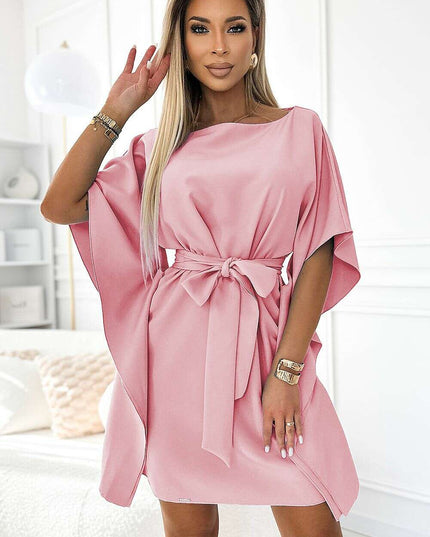 Olive Green Butterfly Dress with Belt by Numoco