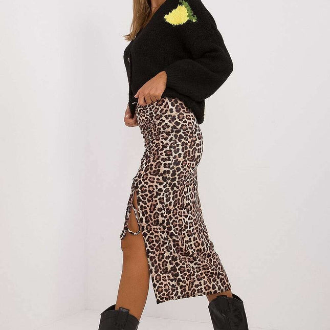 Beige Midi Skirt Model 199961 Elegant Everyday Wear