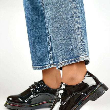 Women's Black Leather Lace-Up Shoes – Classic Comfort & Style