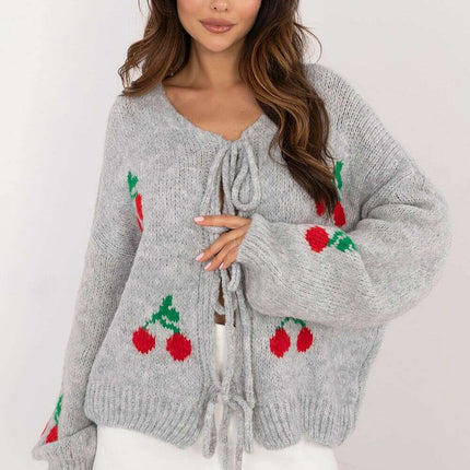 Womens Cardigan 200475 Fruit Print Casual Knitwear Style