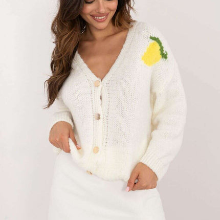 Beige Cardigan 200478 Womens Back Print Casual Knit