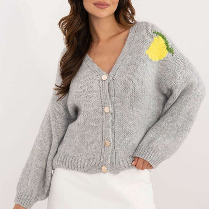 Beige Cardigan 200478 Womens Back Print Casual Knit